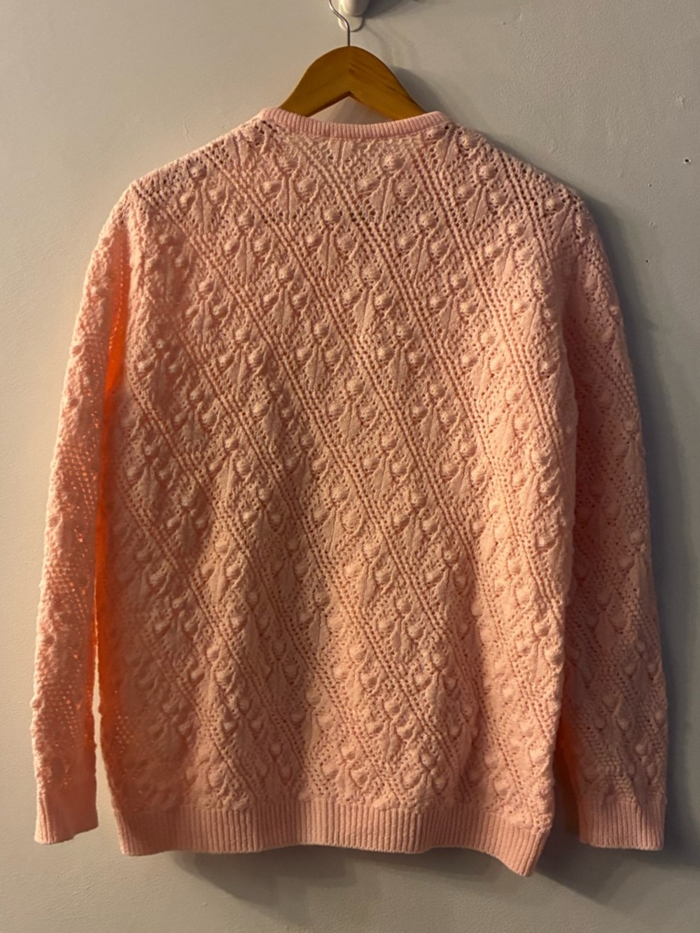 VINTAGE Coquette Pastel Pink Bobble Cardigan 60’s 70’s Sidney Gould Pointelle M - Picture 6 of 7